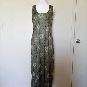 VTG green floral maxi dress